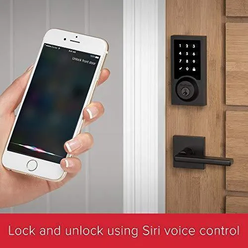 Kwikset 99190-004 Contemporary Premis Touchscreen Keyless Entry Smart Deadbolt Door Lock Works with Apple HomeKit Featuring SmartKey Security, Iron Black