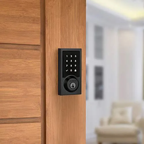 Kwikset 99190-004 Contemporary Premis Touchscreen Keyless Entry Smart Deadbolt Door Lock Works with Apple HomeKit Featuring SmartKey Security, Iron Black