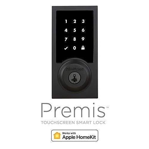 Kwikset 99190-004 Contemporary Premis Touchscreen Keyless Entry Smart Deadbolt Door Lock Works with Apple HomeKit Featuring SmartKey Security, Iron Black