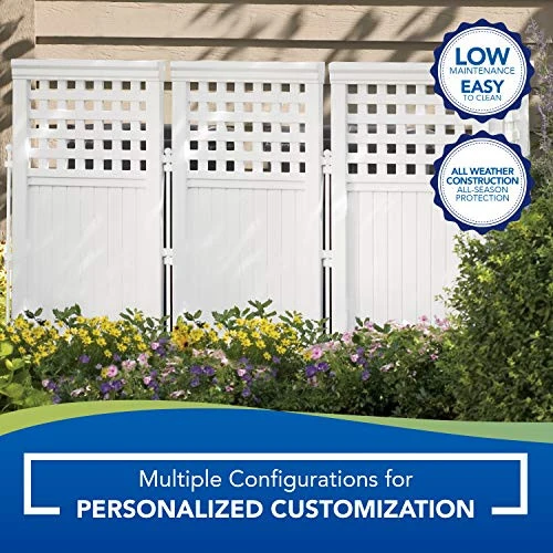 Suncast 4 Enclosure Freestanding Steel Resin Reversible Panel Outdoor Screen TRE, 4 panles (pack of 1), White