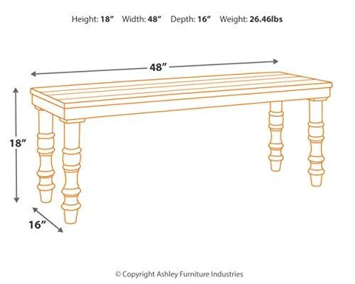 Signature Design by Ashley Dannerville Distressed Vintage Accent Bench, Antique White