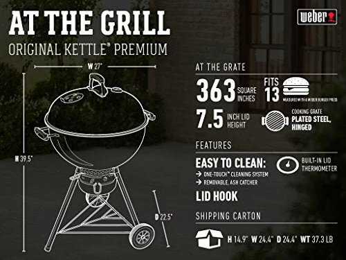 Weber Original Kettle Premium Charcoal Grill, 22-Inch, Copper