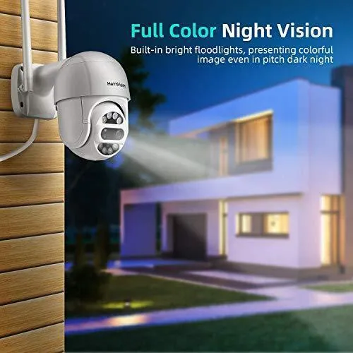 HeimVision PTZ Security Camera Outdoor, 2x2MP Ultra HD Dual Lens, Pan/Tilt/12X Zoom, 360° View, Wi-Fi Wireless Camera with Floodlights, Color Night Vision, 2-Way Audio, Motion Detection, Weatherproof