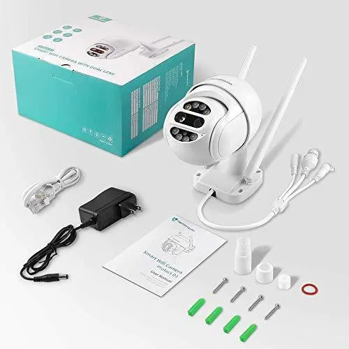 HeimVision PTZ Security Camera Outdoor, 2x2MP Ultra HD Dual Lens, Pan/Tilt/12X Zoom, 360° View, Wi-Fi Wireless Camera with Floodlights, Color Night Vision, 2-Way Audio, Motion Detection, Weatherproof