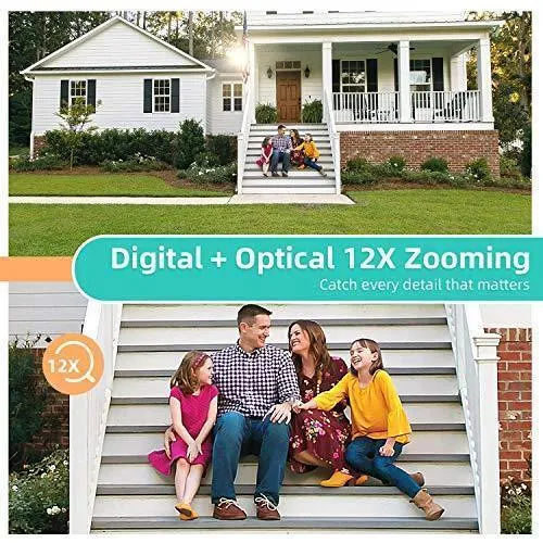 HeimVision PTZ Security Camera Outdoor, 2x2MP Ultra HD Dual Lens, Pan/Tilt/12X Zoom, 360° View, Wi-Fi Wireless Camera with Floodlights, Color Night Vision, 2-Way Audio, Motion Detection, Weatherproof