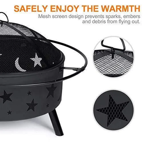 Outdoor Fire Pits Wood Burning Firepits for Outside,32 Inch