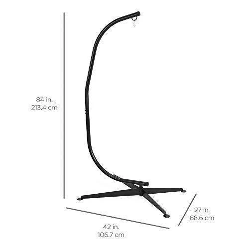 Best Choice Products Metal Hanging Hammock C-Stand for Chair, Porch Swing w/Weather-Resistant Finish, Offset Base, 360-Degree Rotation