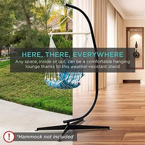 Best Choice Products Metal Hanging Hammock C-Stand for Chair, Porch Swing w/Weather-Resistant Finish, Offset Base, 360-Degree Rotation