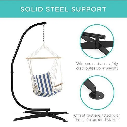 Best Choice Products Metal Hanging Hammock C-Stand for Chair, Porch Swing w/Weather-Resistant Finish, Offset Base, 360-Degree Rotation