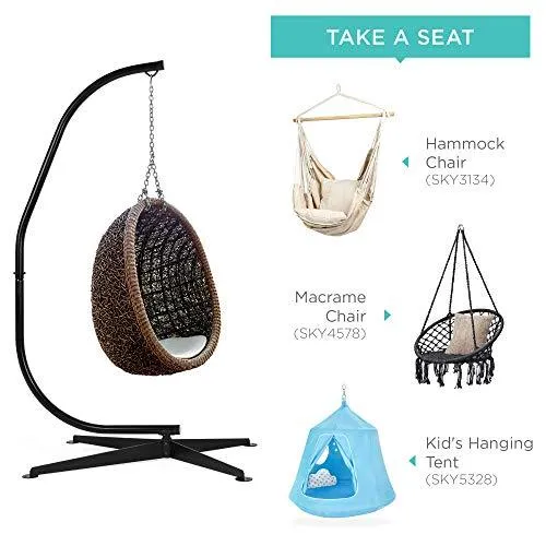 Best Choice Products Metal Hanging Hammock C-Stand for Chair, Porch Swing w/Weather-Resistant Finish, Offset Base, 360-Degree Rotation
