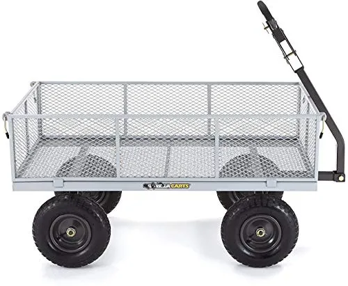 Gorilla Carts GOR1001-COM Heavy-Duty Steel Utility Cart with Removable Sides, 1000-lbs. Capacity, Gray
