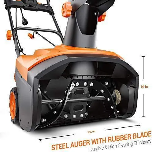 TACKLIFE Snow Blower, 15-Amp, Electric Snow Thrower, 20-in Working Width, 180°Chute Rotation, 30-FT Throwing Distance