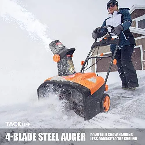 TACKLIFE Snow Blower, 15-Amp, Electric Snow Thrower, 20-in Working Width, 180°Chute Rotation, 30-FT Throwing Distance