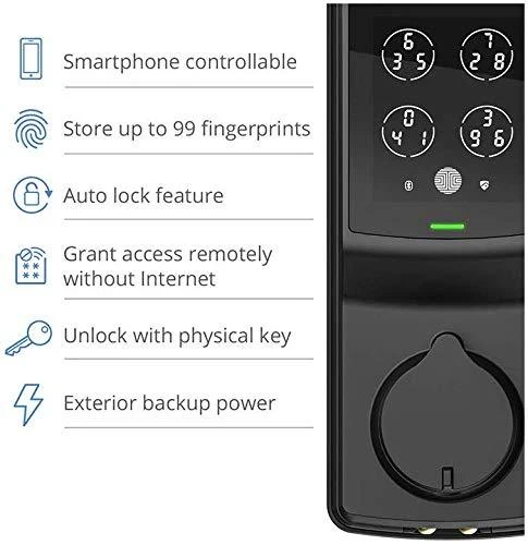 Lockly Secure Pro | Bluetooth Fingerprint WiFi Keyless Entry Smart Door Lock (PGD 728W) Patented Keypad | 3D Fingerprint Reader | iOS and Android Compatible (Dead Bolt, Matte Black)