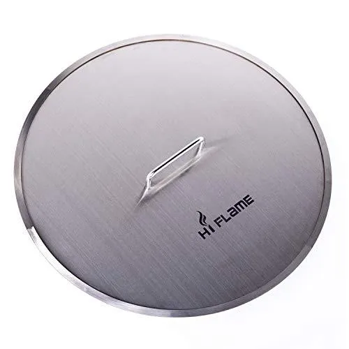 Hi-Flame Bonfire Stove Fire Pit 20.5 Inches All Stainless Steel Heavy Duty Outdoor Smokeless Firepit with Lid Portable Backyard Natural Wood Burning Firebowl, Silver Color