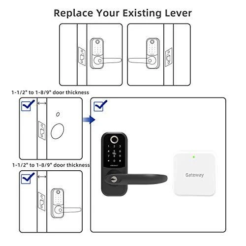 Smart Lock,SMONET Fingerprint Door Lock with Reversible Handle,Keyless Entry Bluetooth Lock ,Free APP,IC Card,Anti-peep Code,Work with Alexa (Need Extra Gateway),Smart Lever for Home,Office