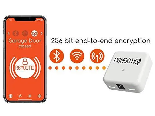 Remootio 2 WiFi and Bluetooth Smart Garage Door Opener with iOS and Android App, Amazon Alexa, Google Home, SmartThings, Siri Shortcuts. with Sensor and Power Adapter.
