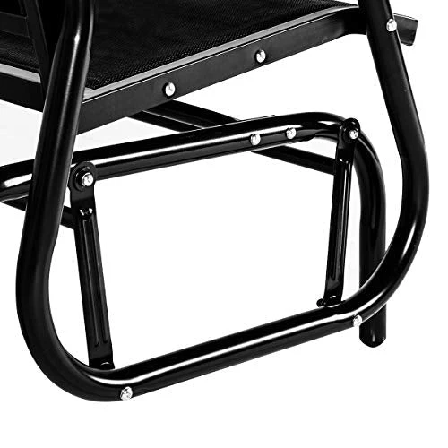 Esright 2 Seats Outdoor Swing Glider Loveseat Chair with Powder Coated Steel Frame, Garden Rocking Seating, Patio Bench for 2 Person, Black