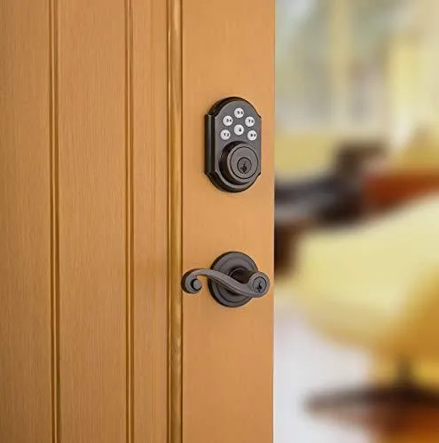 Kwikset 99100-079 SmartCode 910 Traditional Smart Keypad Electronic Deadbolt Door Lock with SmartKey Security and Z-Wave Plus, Venetian Bronze