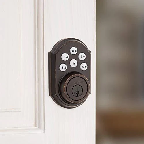 Kwikset 99100-079 SmartCode 910 Traditional Smart Keypad Electronic Deadbolt Door Lock with SmartKey Security and Z-Wave Plus, Venetian Bronze