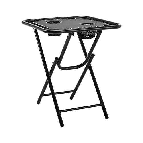 Amazon Basics Textilene Outdoor Adjustable Zero Gravity Folding Reclining Lounge Chair with Side table and Pillow - Pack of 2, Black