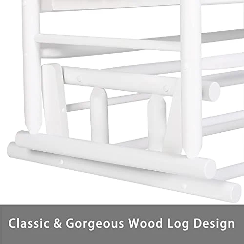 MUPATER Patio Glider Swing Bench Porch Loveseat Chair for Outdoor, 2-Person Wooden Garden Rocking Seating for Outside, White