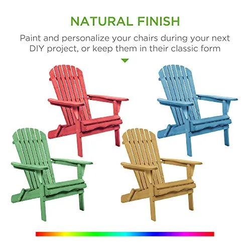 Best Choice Products Folding Wooden Adirondack Lounger Chair Accent Furniture w/Natural Finish, Brown