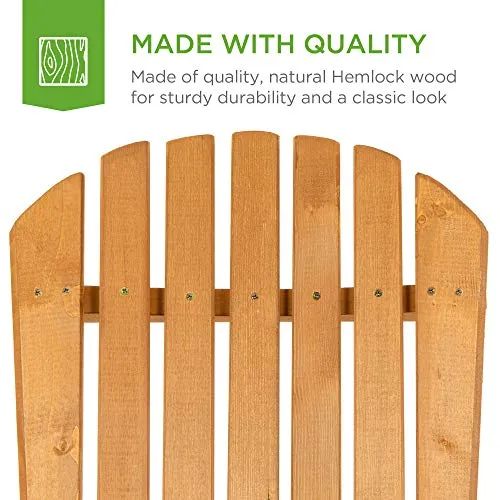 Best Choice Products Folding Wooden Adirondack Lounger Chair Accent Furniture w/Natural Finish, Brown