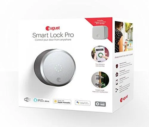 August Smart Lock Pro (3rd Gen) + Connect Hub - Zwave, HomeKit & Alexa Compatible - Silver