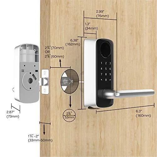 ULTRALOQ Lever The Most Advanced Smart Lock + Bridge WiFi Adaptor, Keyless Entry Bluetooth Fingerprint Digital Keypad Door Lock with Reversible Handle, Works with Alexa, Google Assistant, IFTTT