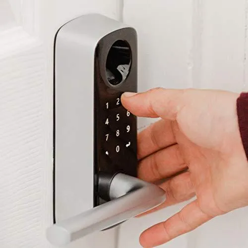 ULTRALOQ Lever The Most Advanced Smart Lock + Bridge WiFi Adaptor, Keyless Entry Bluetooth Fingerprint Digital Keypad Door Lock with Reversible Handle, Works with Alexa, Google Assistant, IFTTT