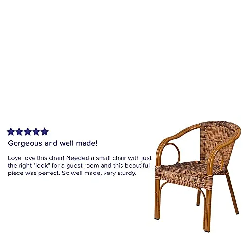 Flash Furniture Cadiz Series Dark Red Bamboo-Aluminum Indoor-Outdoor Restaurant-Patio Chair with Burning Brown Rattan