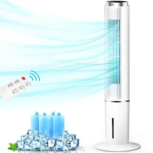 Evaporative Cooler - AGILLY 43'' Portable Air Conditioner & Cooling Tower Fan w/ 70°Oscillation, 4 Modes, Air Cooler/Humidifier with 4 Ice Packs, 12H Timer, Remote Control for Indoor Home Office