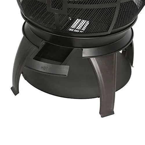 BALI OUTDOORS Outdoor Fireplace Wooden Fire Pit, Chimenea, Brown-Black