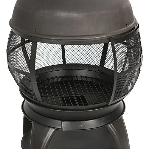 BALI OUTDOORS Outdoor Fireplace Wooden Fire Pit, Chimenea, Brown-Black