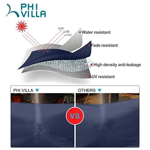 PHI VILLA 15ft Patio Umbrella Double-Sided Outdoor Market Extra Large Umbrella with Crank, Umbrella Base Included (Blue)