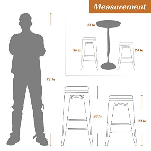 Furmax 30 Inches Metal Bar Stools High Backless Stools Indoor-Outdoor Stackable Kitchen Stools Set of 4 (Gun)
