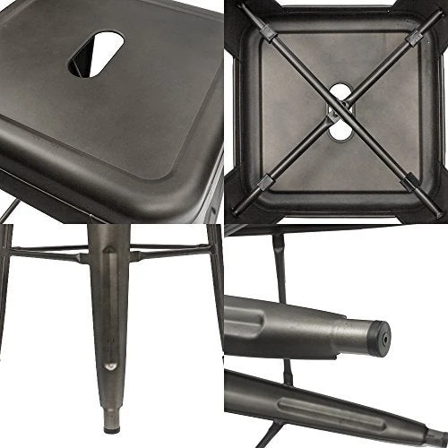 Furmax 30 Inches Metal Bar Stools High Backless Stools Indoor-Outdoor Stackable Kitchen Stools Set of 4 (Gun)