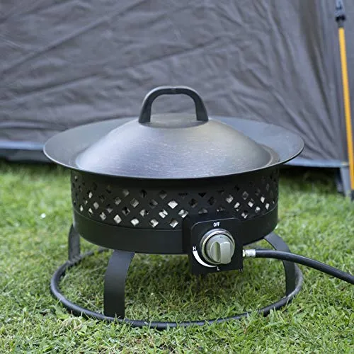 Bond Manufacturing 67836 54,000 BTU Aurora Camping, Backyard, Tailgating, Hunting and Patio. Locking Lid & Carry Handle Portable Steel Propane Gas Fire Pit Outdoor Firebowl, 18.5", Bronze
