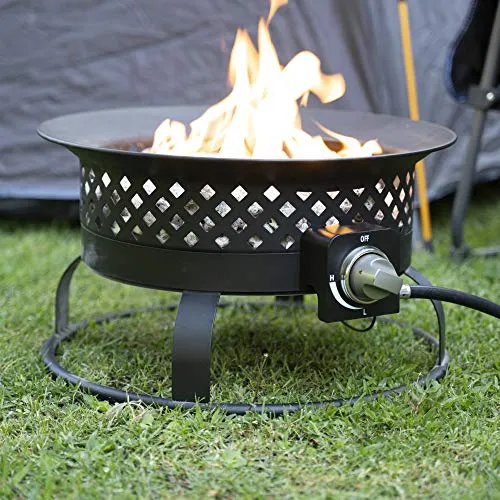 Bond Manufacturing 67836 54,000 BTU Aurora Camping, Backyard, Tailgating, Hunting and Patio. Locking Lid & Carry Handle Portable Steel Propane Gas Fire Pit Outdoor Firebowl, 18.5", Bronze