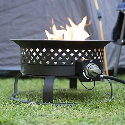 Bond Manufacturing 67836 54,000 BTU Aurora Camping, Backyard, Tailgating, Hunting and Patio. Locking Lid & Carry Handle Portable Steel Propane Gas Fire Pit Outdoor Firebowl, 18.5", Bronze
