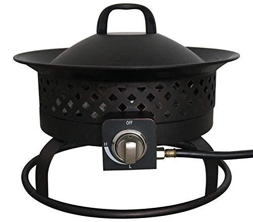 Bond Manufacturing 67836 54,000 BTU Aurora Camping, Backyard, Tailgating, Hunting and Patio. Locking Lid & Carry Handle Portable Steel Propane Gas Fire Pit Outdoor Firebowl, 18.5", Bronze