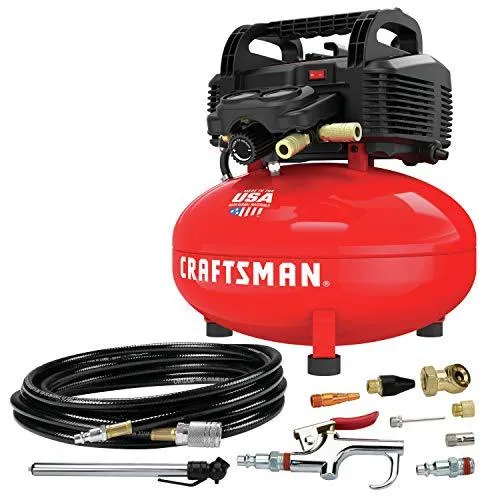 Craftsman Air Compressor, 6 Gallon, Pancake, Oil-Free with 13 Piece Accessory Kit (CMEC6150K)
