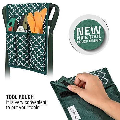 Garden Kneeler And Seat - Protects Your Knees, Clothes From Dirt & Grass Stains - Foldable Stool For Ease Of Storage - EVA Foam Pad - Sturdy and Lightweight - Bench Comes With A Free Tool Pouch!