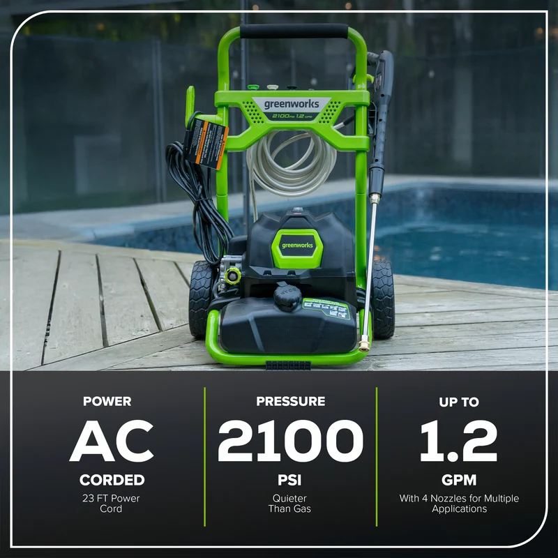 Greenworks 2100 PSI 1.2 GPM Electric Pressure Washer