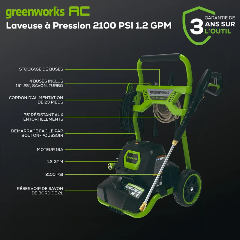 Greenworks 2100 PSI 1.2 GPM Electric Pressure Washer