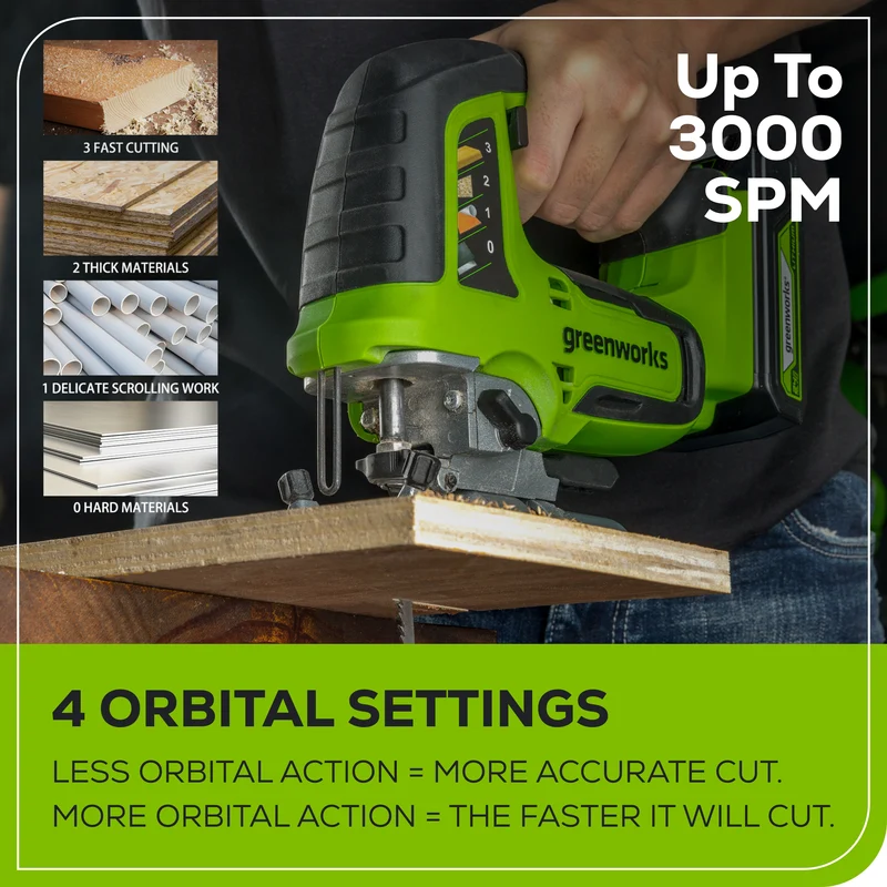 24V Brushless Jig Saw, 2.0Ah Battery & Charger Included