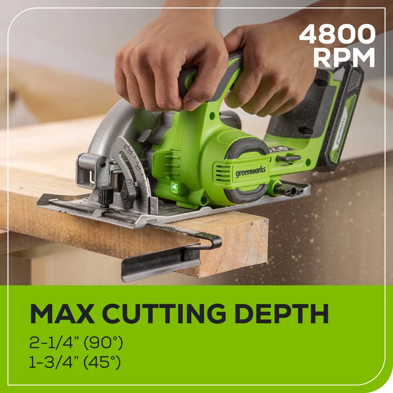 24V 6.5" Brushless Circular Saw, 2.0Ah Battery and Charger Included