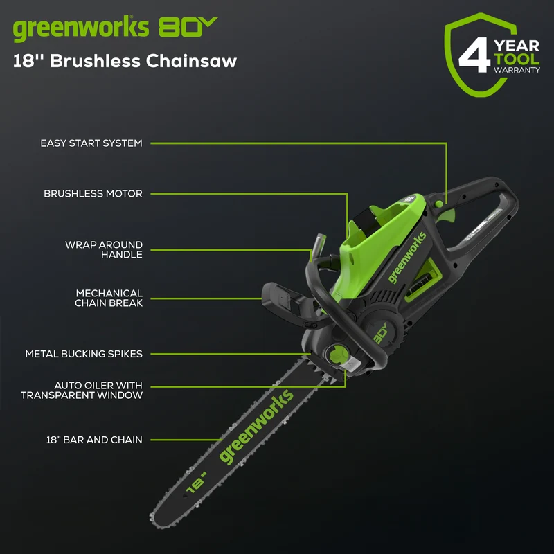80V 18" Brushless Chainsaw (Tool Only)