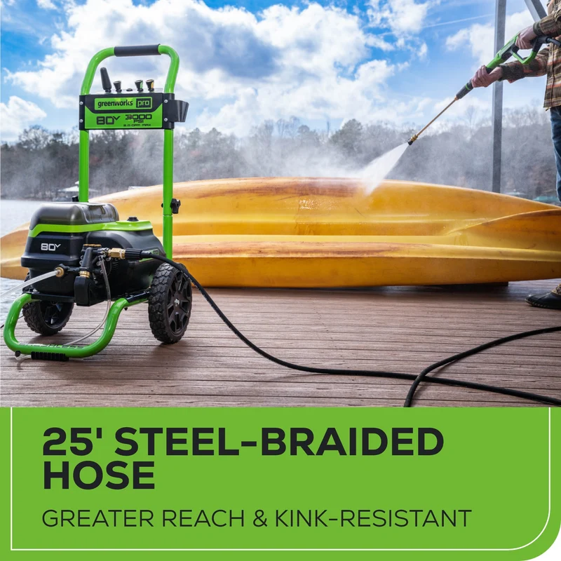 80V 3000 PSI 2.0 GPM Brushless Pressure Washer, (2) 4.0Ah Batteries and Dual Port Charger Included
